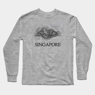 Singapore State Map - Cartography Artwork Long Sleeve T-Shirt